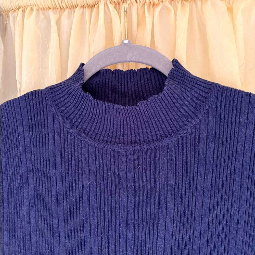 Sag Harbor Deep Blue Ribbed Top - Picture 2 of 5